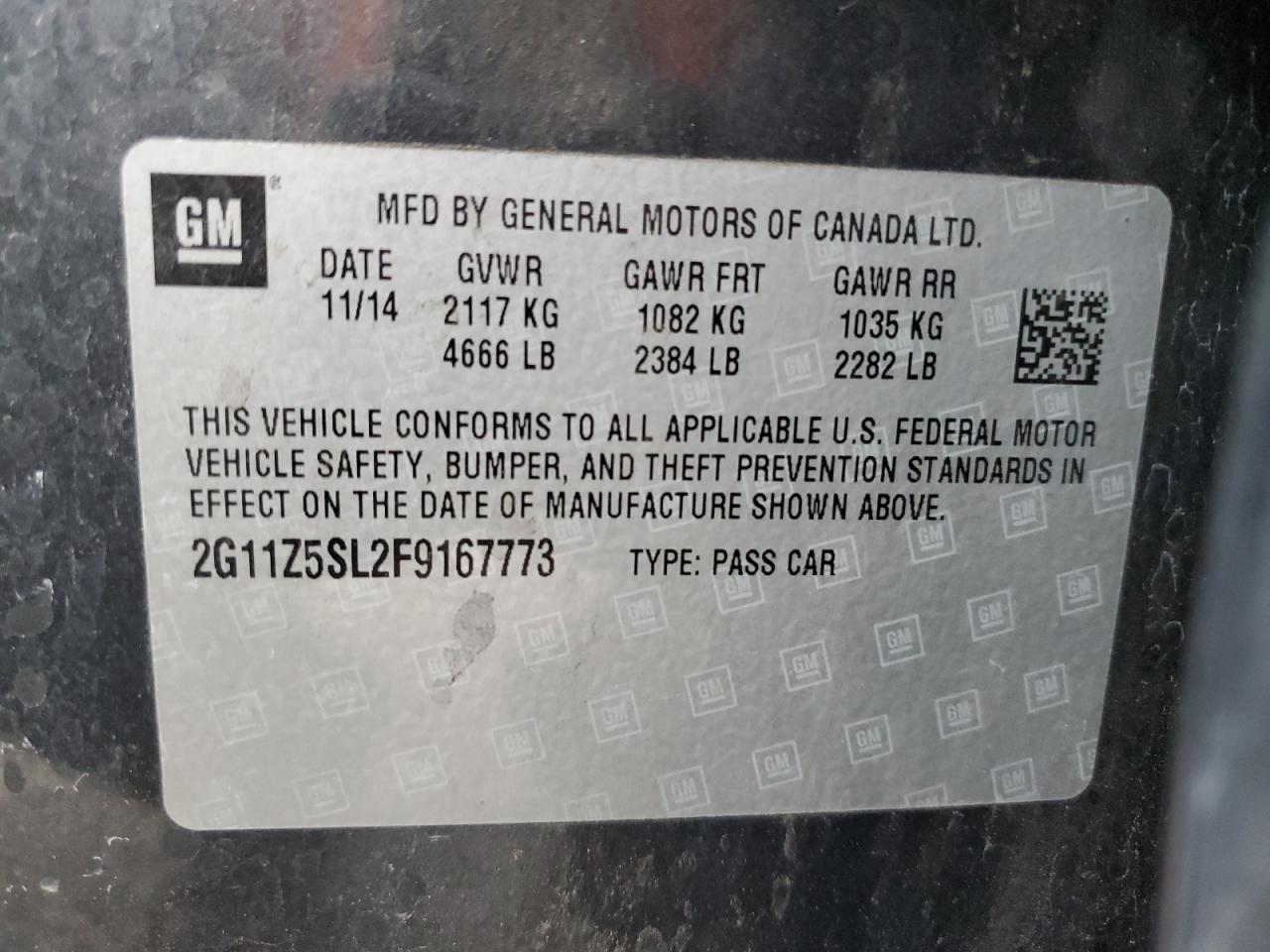 CHEVROLET IMPALA 2015 VIN 2G11Z5SL2F9167773 фото 13