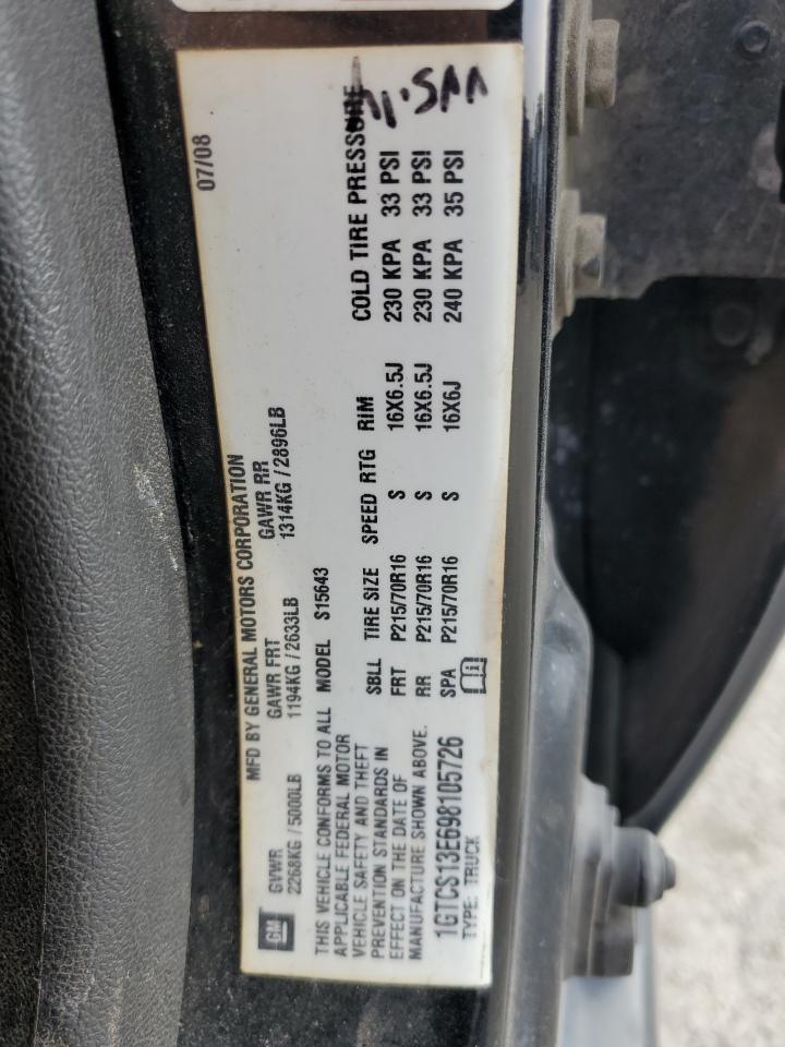 2009 GMC Canyon VIN: 1GTCS13E698105726 Lot: 59507125