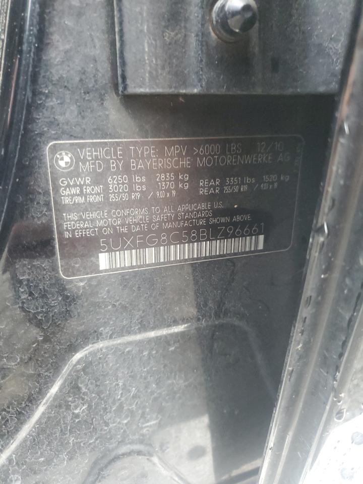 2011 BMW X6 xDrive50I VIN: 5UXFG8C58BLZ96661 Lot: 60905505