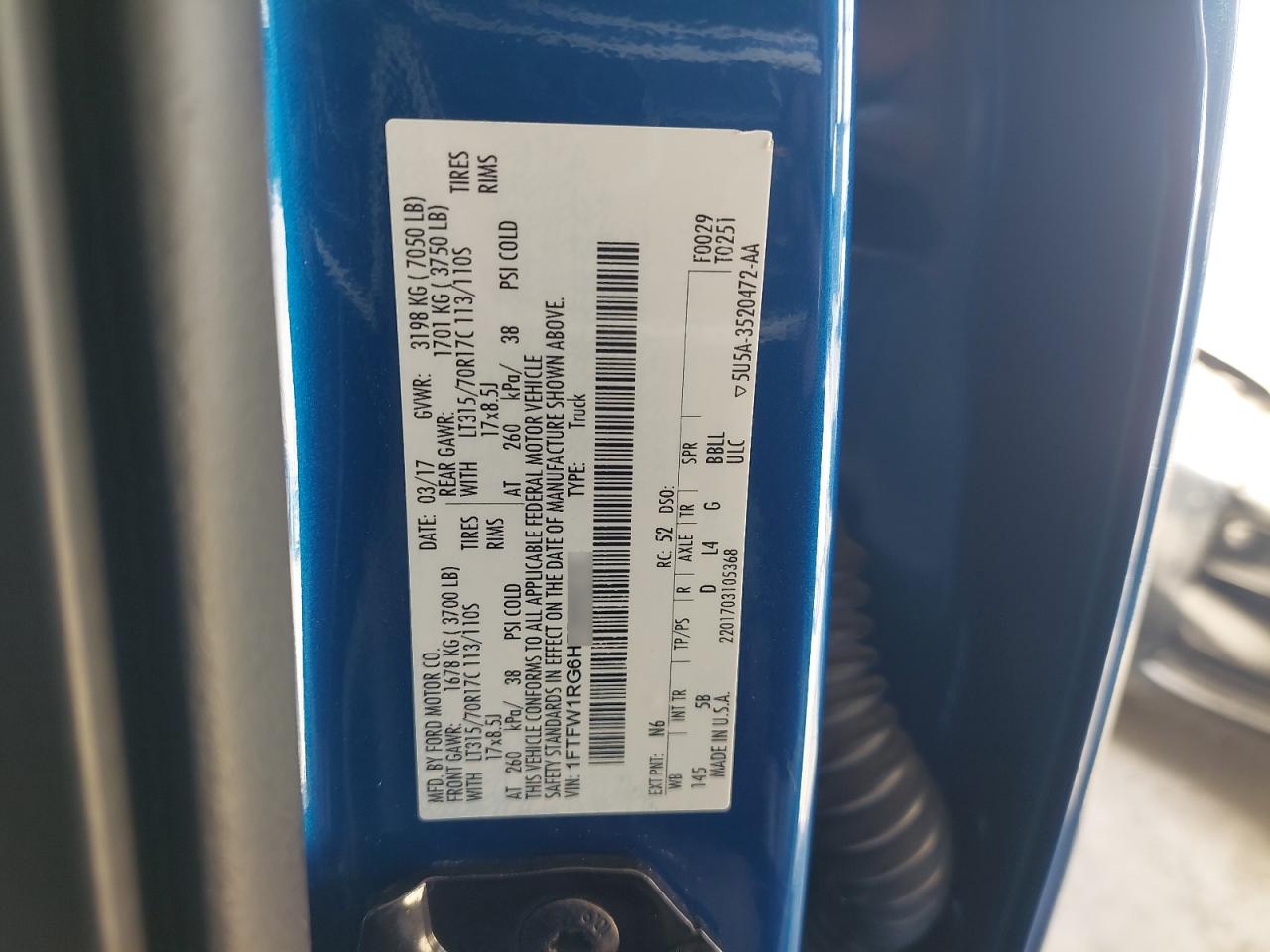 1FTFW1RG6HFB66014 - 2017 Ford F150 - #59641465