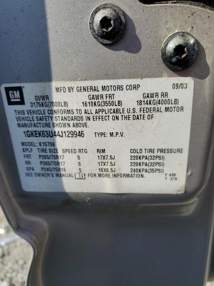 2004 GMC Yukon Denali VIN: 1GKEK63U44J129946 Lot: 63145875