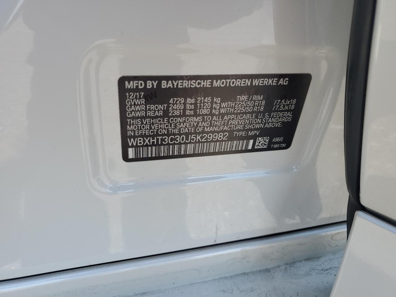 2018 BMW X1 xDrive28I VIN: WBXHT3C30J5K29982 Lot: 61623015