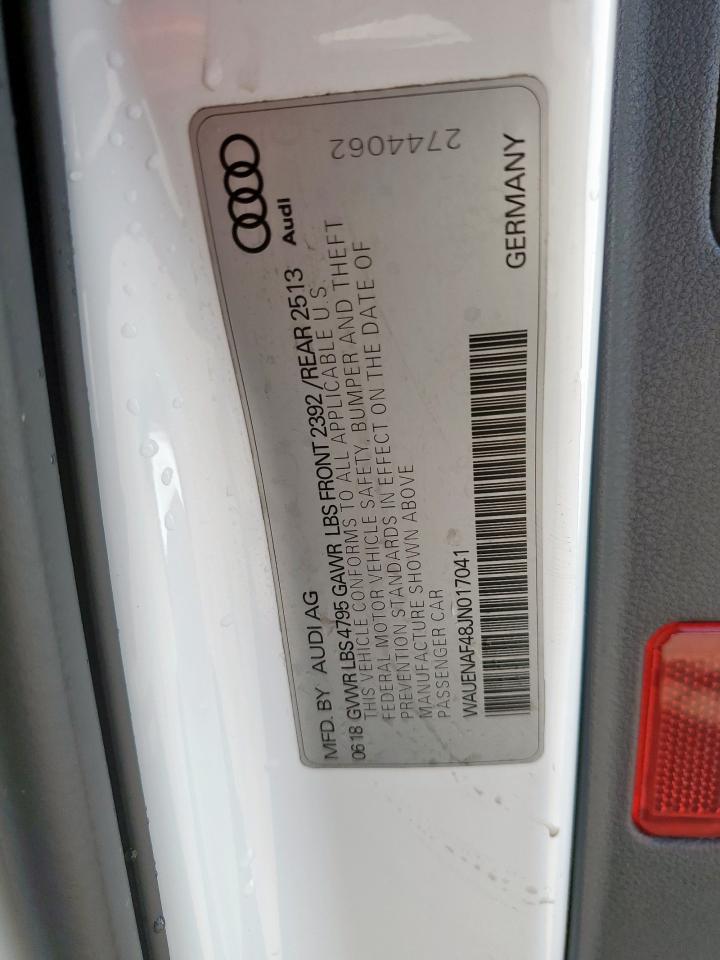 2018 Audi A4 Premium Plus VIN: WAUENAF48JN017041 Lot: 59678295