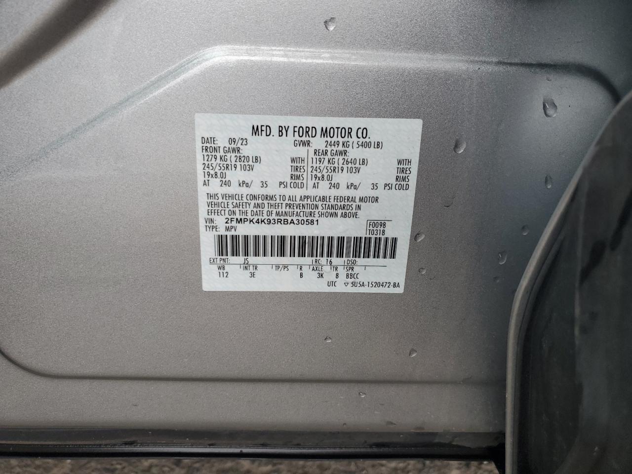 2FMPK4K93RBA30581 FORD EDGE 2024