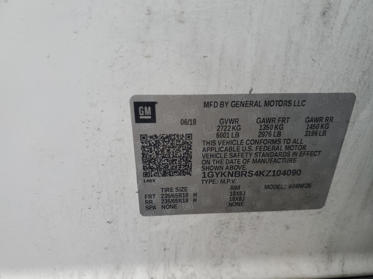 2019 Cadillac Xt5 VIN: 1GYKNBRS4KZ104090 Lot: 62929695