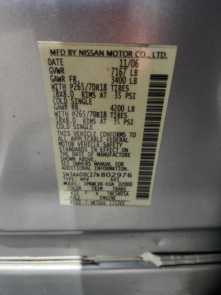 2007 Infiniti Qx56 VIN: 5N3AA08C17N802976 Lot: 61967155