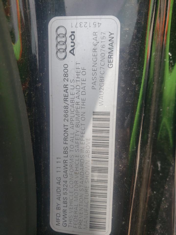 2012 Audi A7 Prestige VIN: WAU2GBFC7CN076157 Lot: 62134375