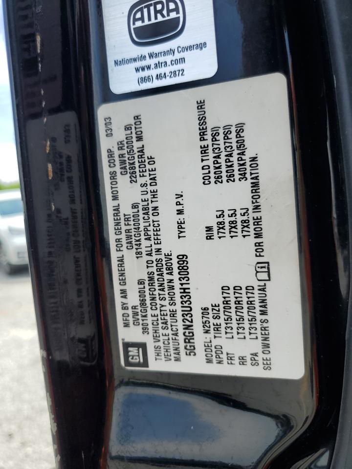 2003 Hummer H2 VIN: 5GRGN23U33H130899 Lot: 62683315