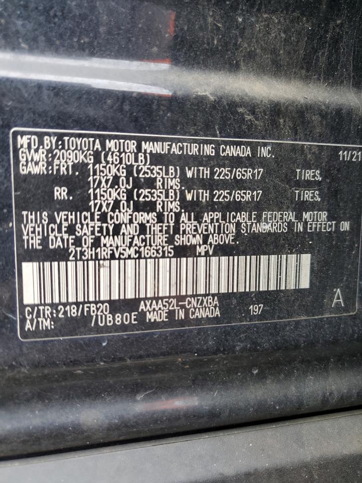 2021 Toyota Rav4 Le VIN: 2T3H1RFV5MC166315 Lot: 60731545