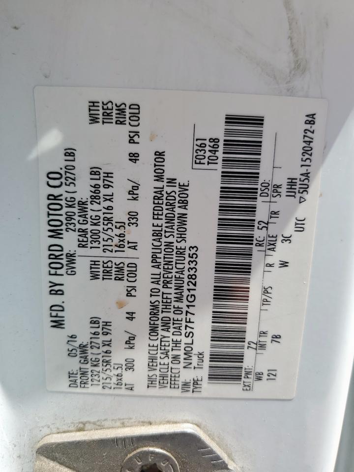 2016 Ford Transit Connect Xl W VIN: NM0LS7F71G1283353 Lot: 62771405