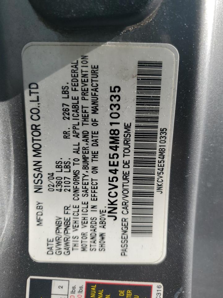 2004 Infiniti G35 VIN: JNKCV54E54M810335 Lot: 62605775