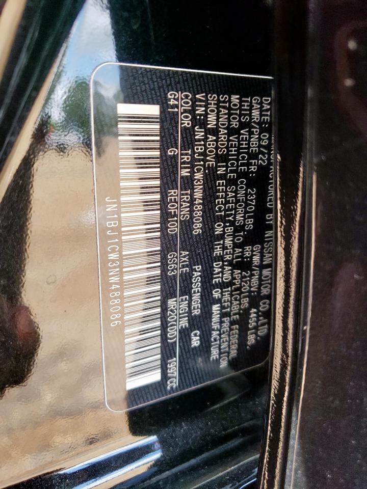 2022 Nissan Rogue Sport Sl VIN: JN1BJ1CW3NW488086 Lot: 61187095