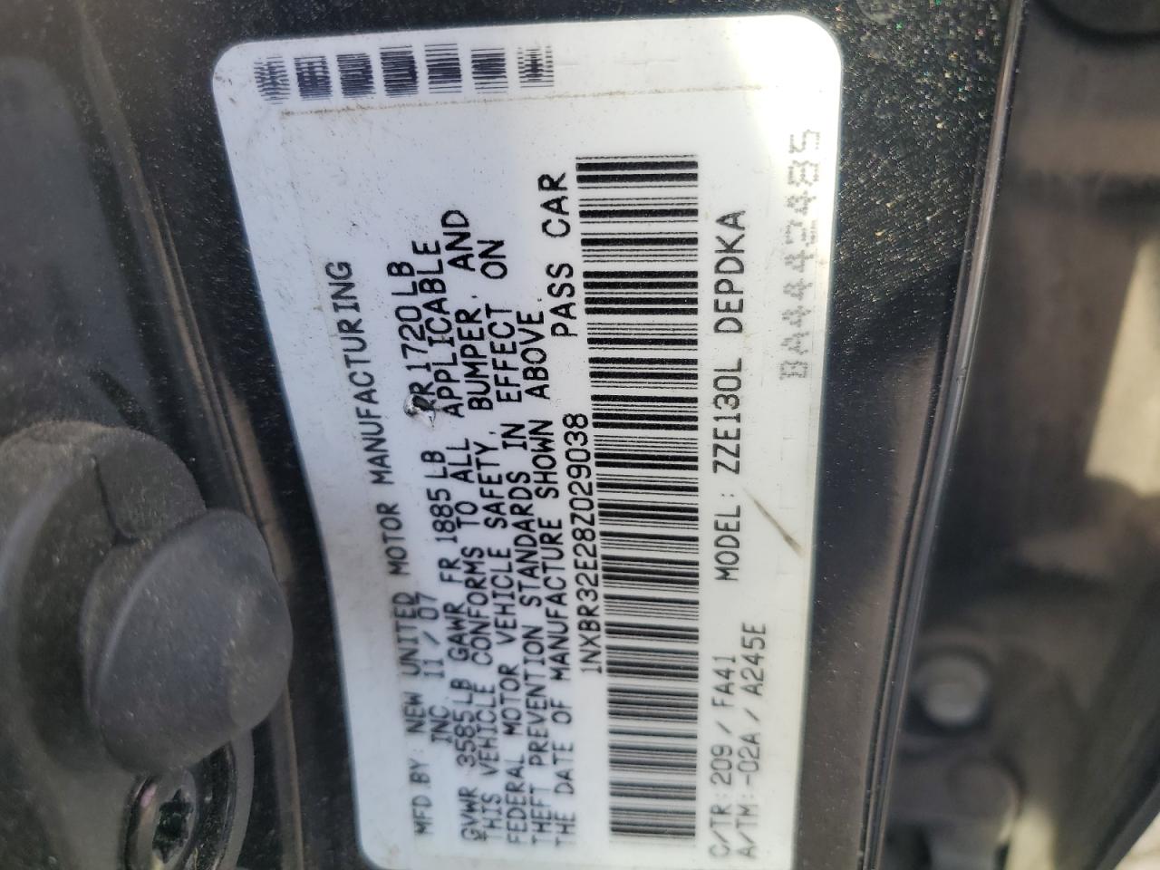 TOYOTA COROLLA 2008 VIN 1NXBR32E28Z029038 photo 12