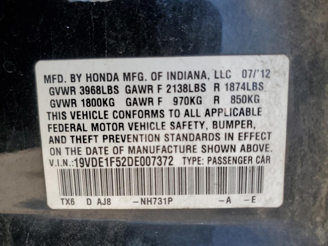 2013 Acura Ilx 20 Premium VIN: 19VDE1F52DE007372 Lot: 62579355