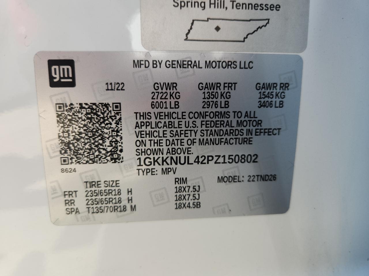 2023 GMC Acadia Slt VIN: 1GKKNUL42PZ150802 Lot: 62529185