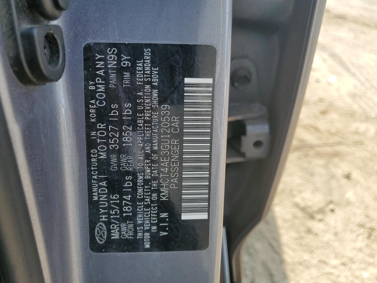 2016 Hyundai Accent Se VIN: KMHCT4AE3GU120539 Lot: 62933245