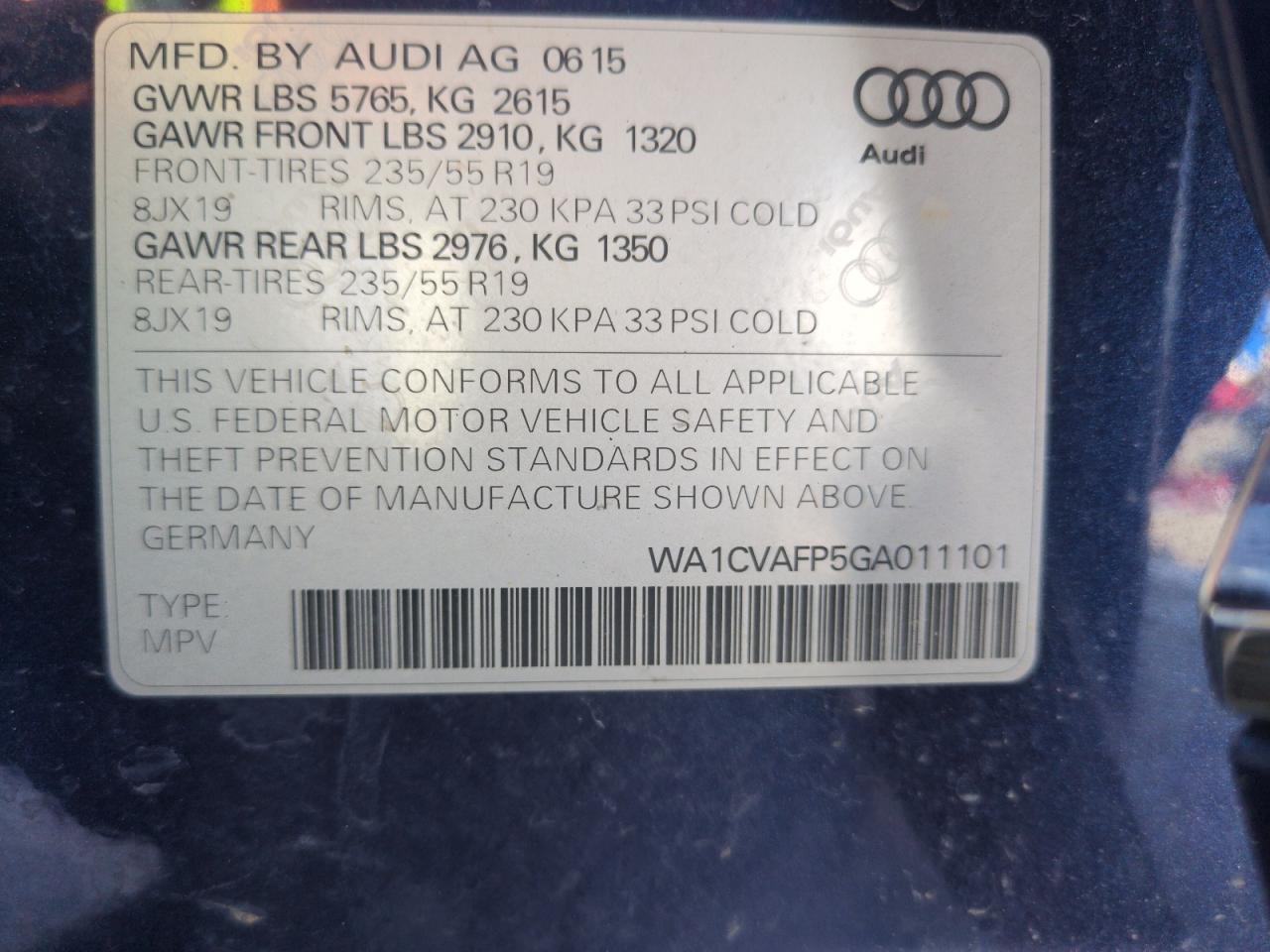 2016 Audi Q5 Tdi Premium Plus VIN: WA1CVAFP5GA011101 Lot: 62942555