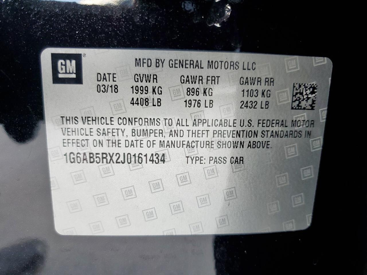 2018 Cadillac Ats Luxury VIN: 1G6AB5RX2J0161434 Lot: 62306845