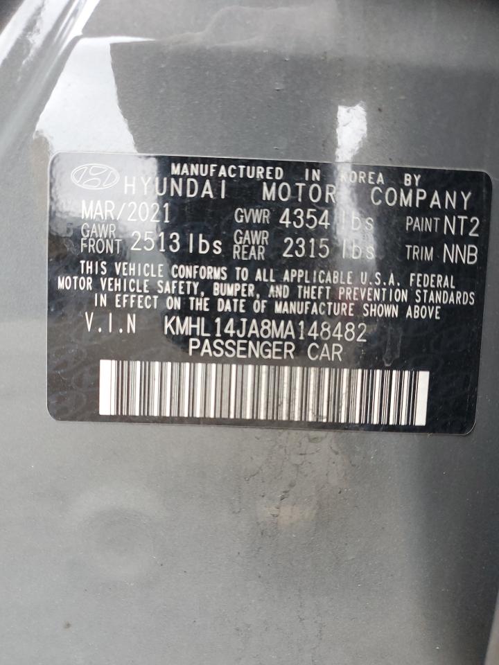 2021 Hyundai Sonata Sel VIN: KMHL14JA8MA148482 Lot: 62430395