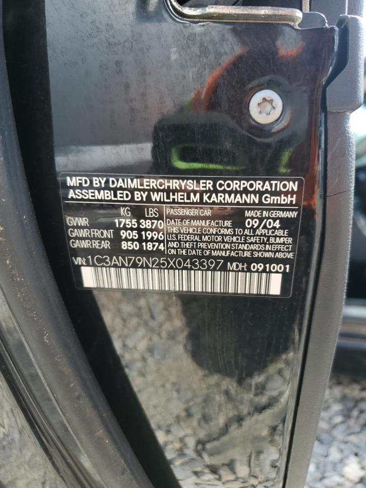2005 Chrysler Crossfire Srt-6 VIN: 1C3AN79N25X043397 Lot: 62157845