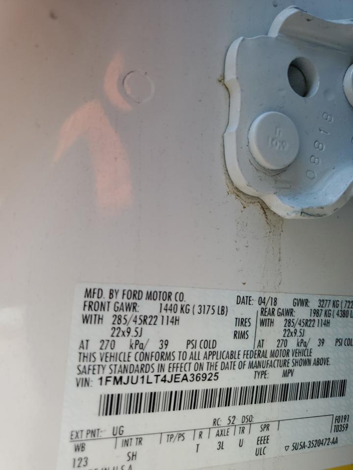 2018 Ford Expedition Platinum VIN: 1FMJU1LT4JEA36925 Lot: 58735415