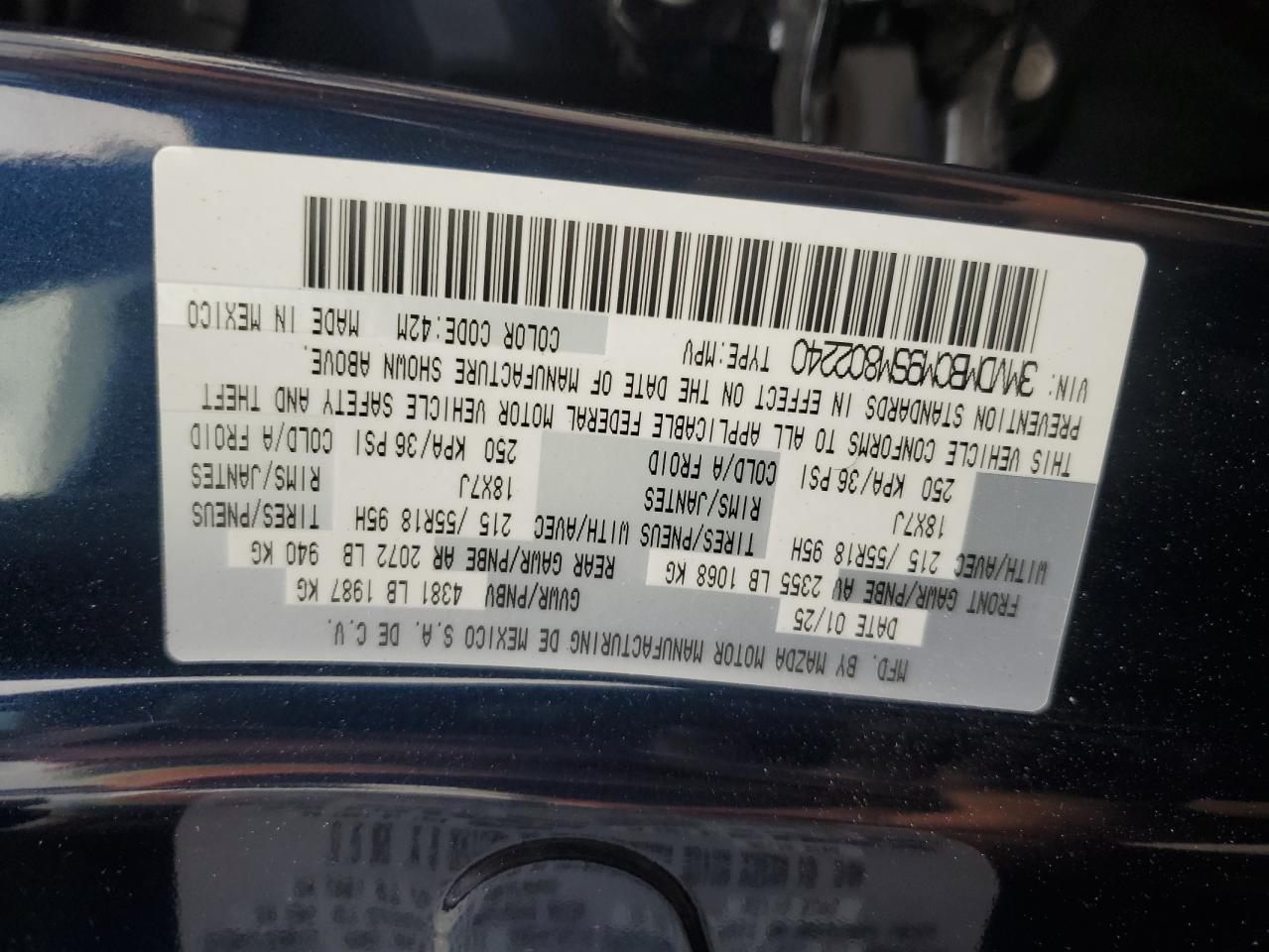 2025 Mazda Cx-30 Preferred VIN: 3MVDMBCM9SM802240 Lot: 62421445