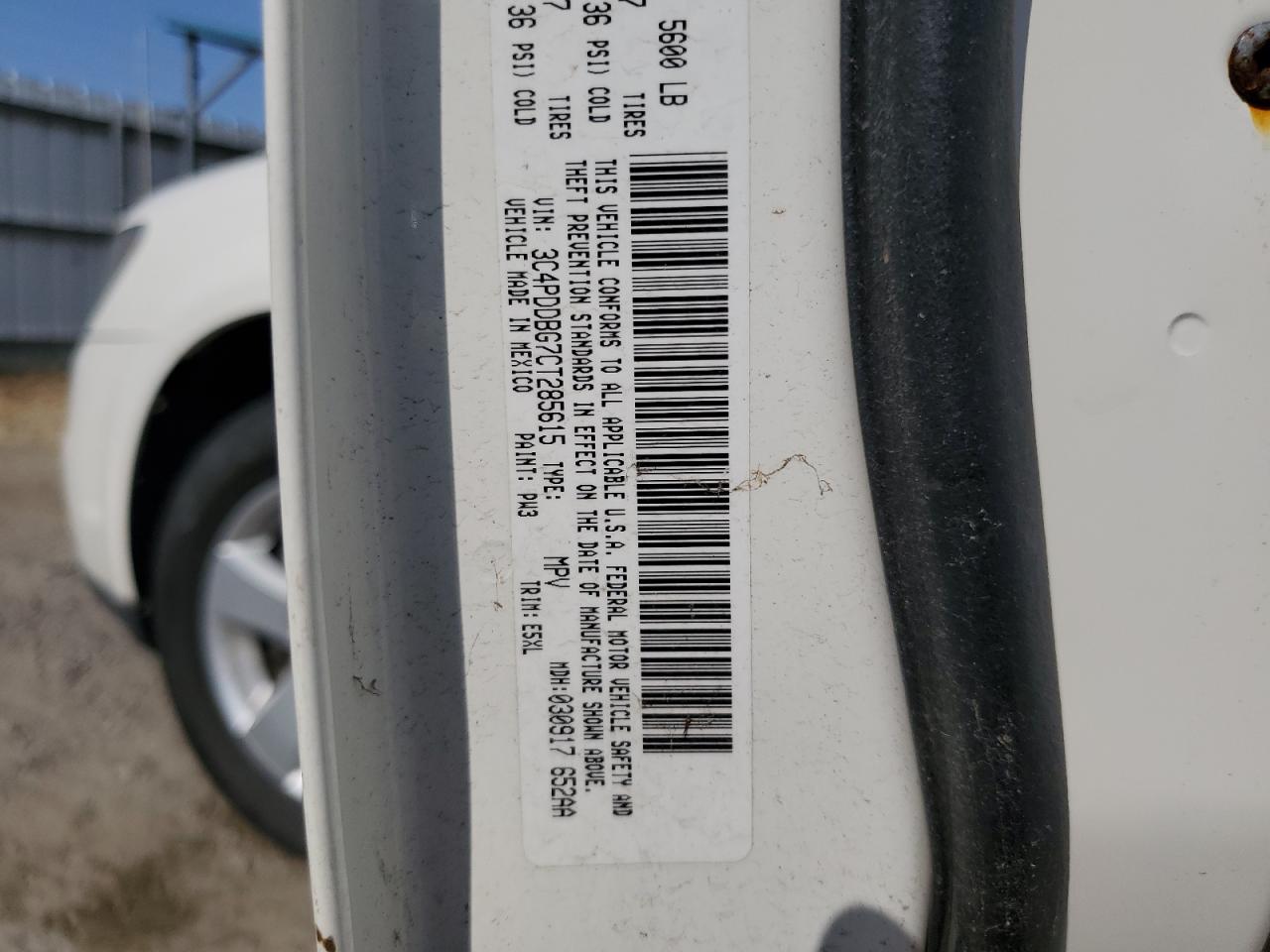 2012 Dodge Journey Sxt VIN: 3C4PDDBG7CT285615 Lot: 60039825