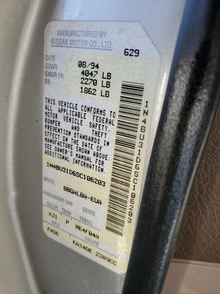1995 Nissan Altima Xe VIN: 1N4BU31D6SC106203 Lot: 61253495