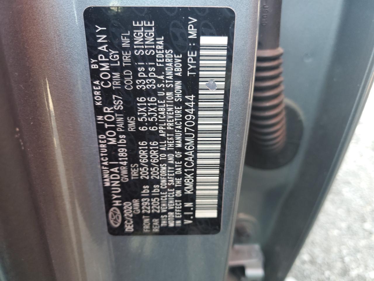 HYUNDAI KONA 2021 VIN KM8K1CAA6MU709444 zdjęcie 12