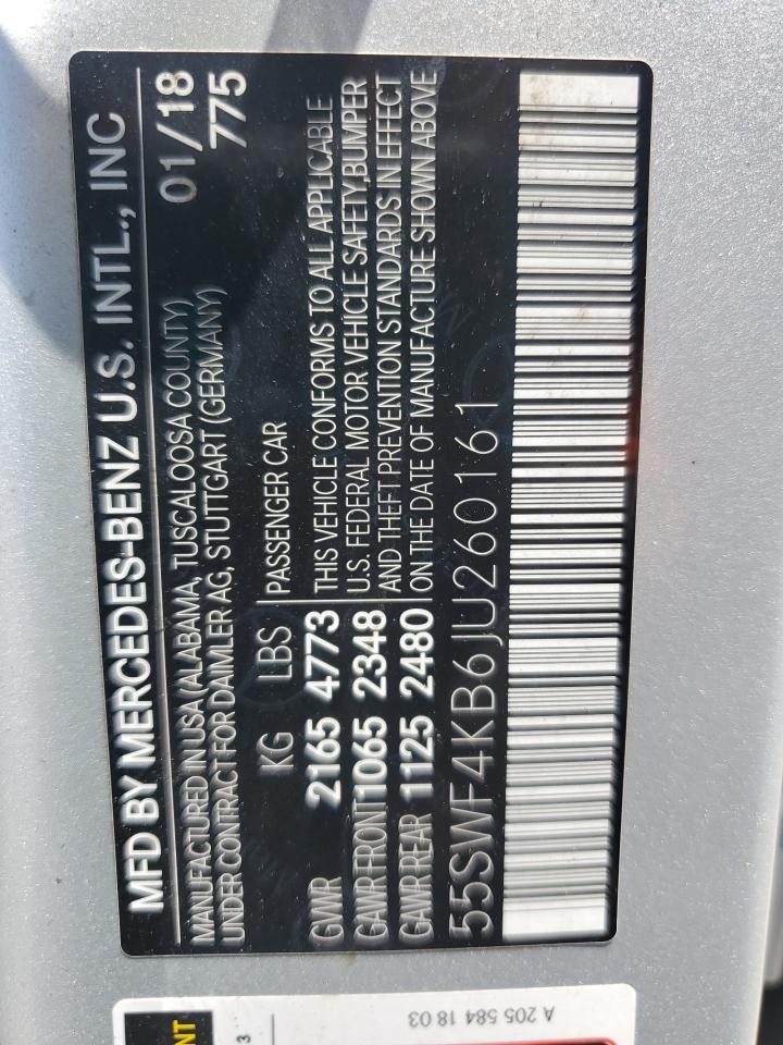 2018 Mercedes-Benz C 300 4Matic VIN: 55SWF4KB6JU260161 Lot: 60074895