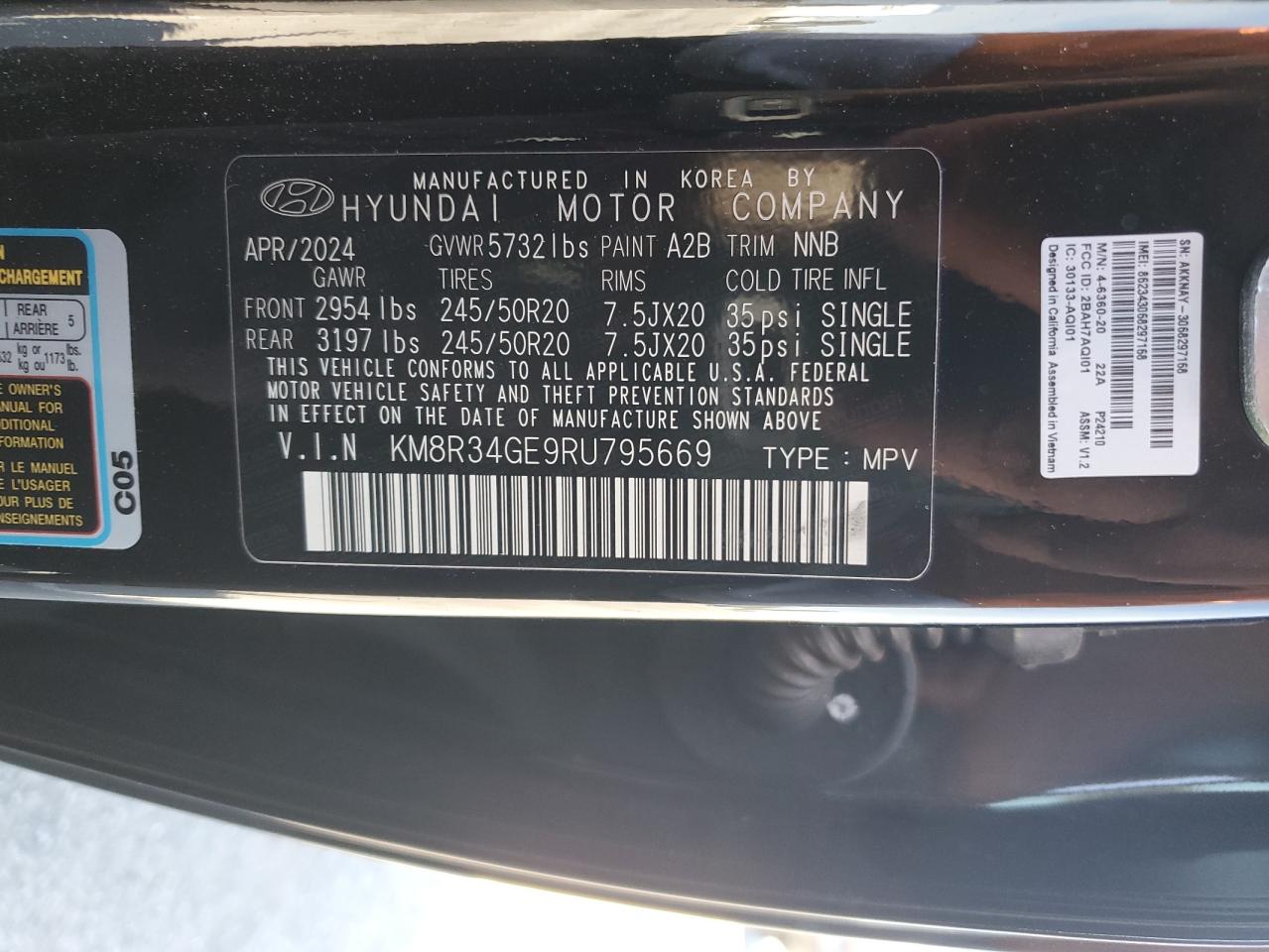 2024 Hyundai Palisade Xrt VIN: KM8R34GE9RU795669 Lot: 63224465
