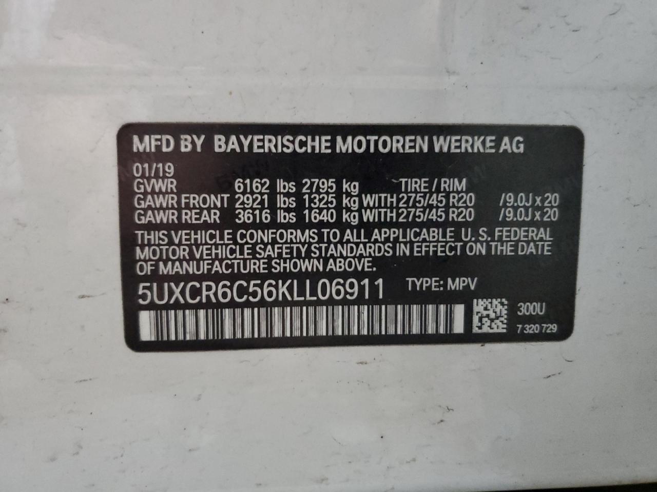 2019 BMW X5 xDrive40I VIN: 5UXCR6C56KLL06911 Lot: 62177815