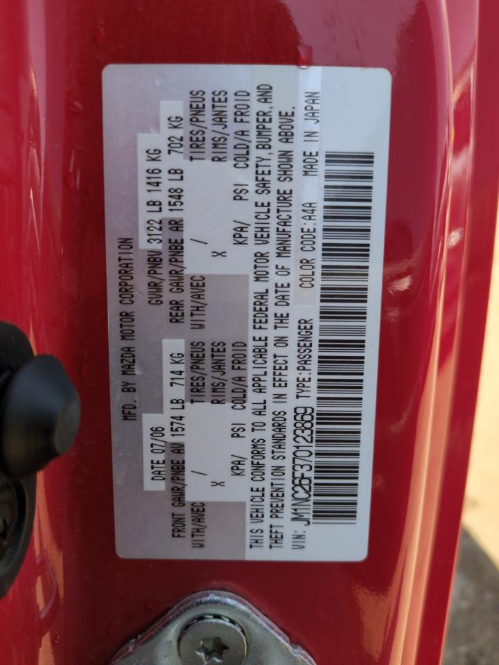 2007 Mazda Mx-5 Miata VIN: JM1NC26F370123869 Lot: 62105275