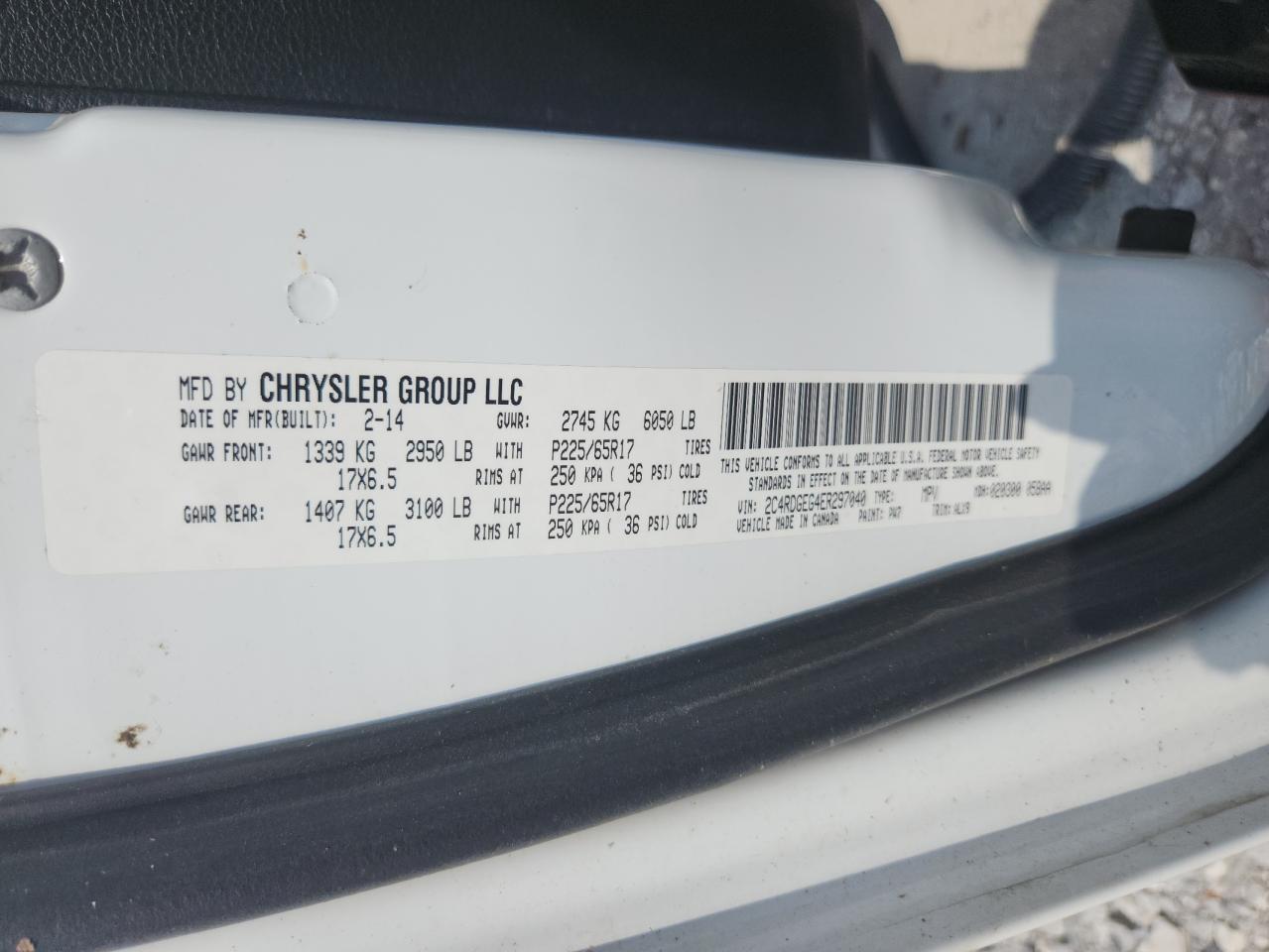 2014 Dodge Grand Caravan R/T VIN: 2C4RDGEG4ER297040 Lot: 59568595