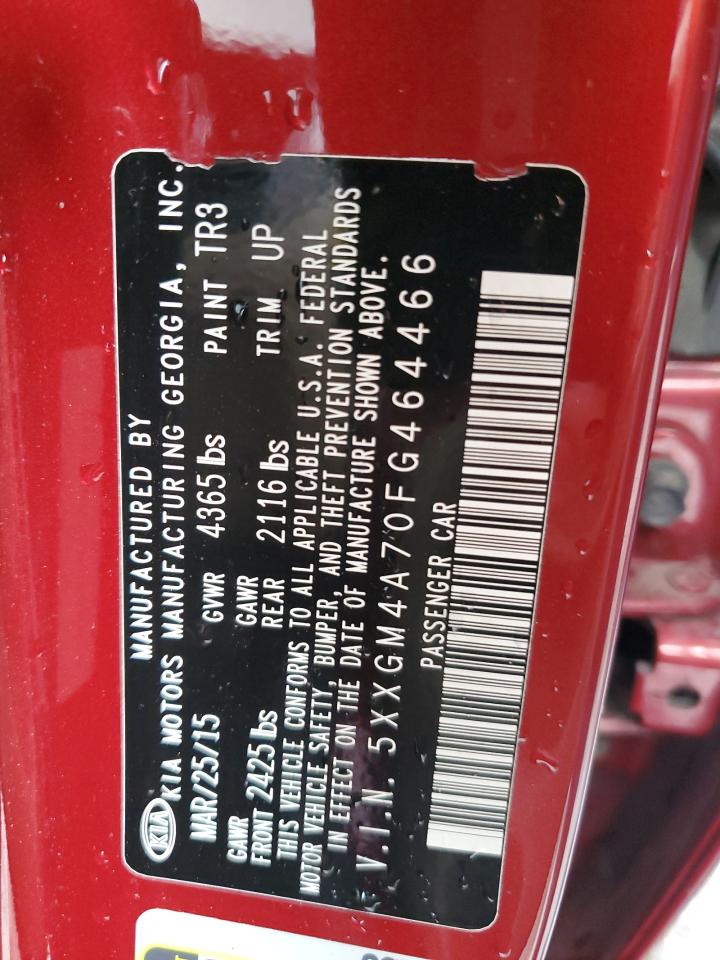 2015 Kia Optima Lx VIN: 5XXGM4A70FG464466 Lot: 62426645