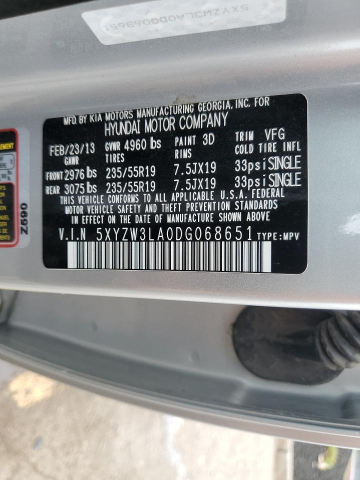 2013 Hyundai Santa Fe Sport VIN: 5XYZW3LA0DG068651 Lot: 61998045