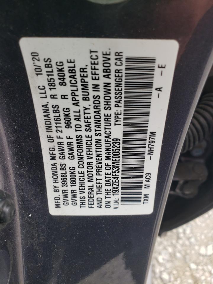2021 Honda Insight Ex VIN: 19XZE4F53ME005239 Lot: 59742315