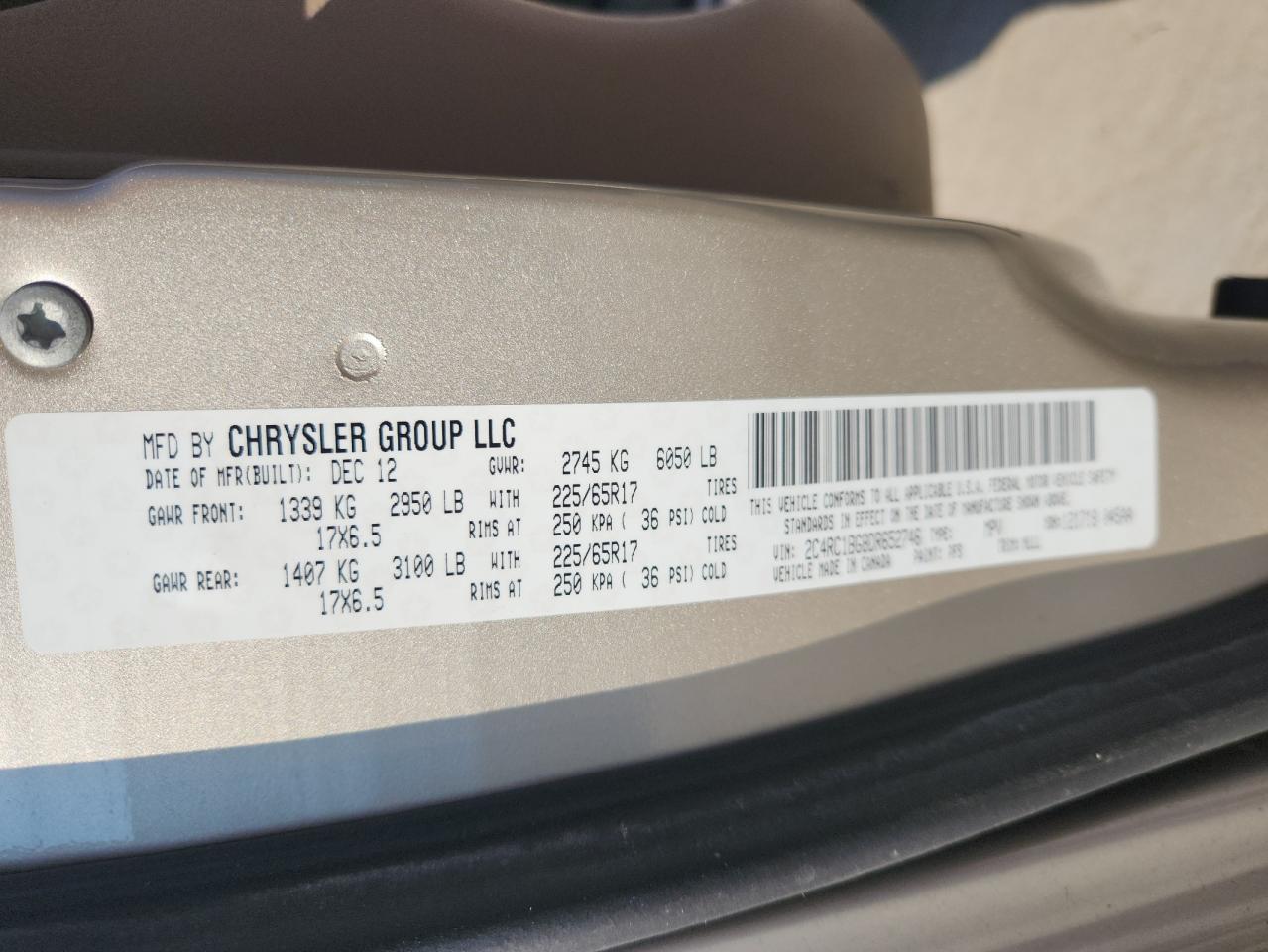 CHRYSLER MINIVAN 2013 VIN 2C4RC1BG8DR652746 фото 14