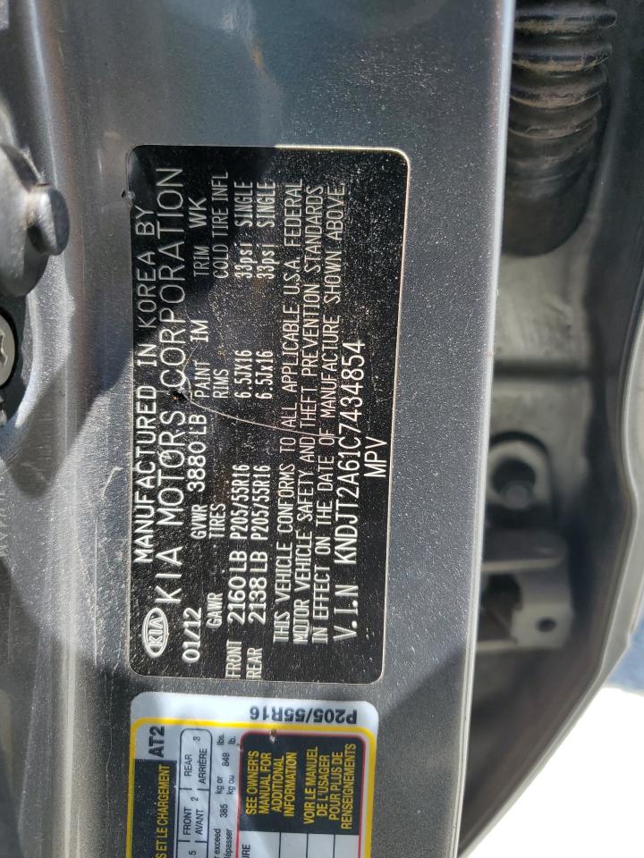 2012 Kia Soul + VIN: KNDJT2A61C7434854 Lot: 60682005