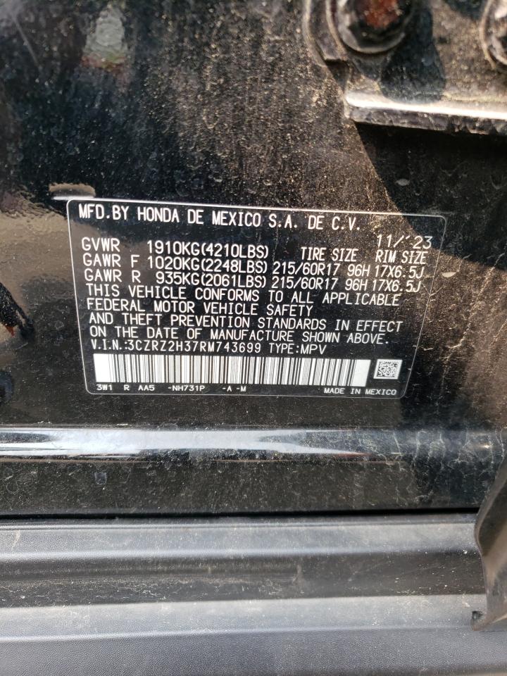 2024 Honda Hr-V Lx VIN: 3CZRZ2H37RM743699 Lot: 59107895