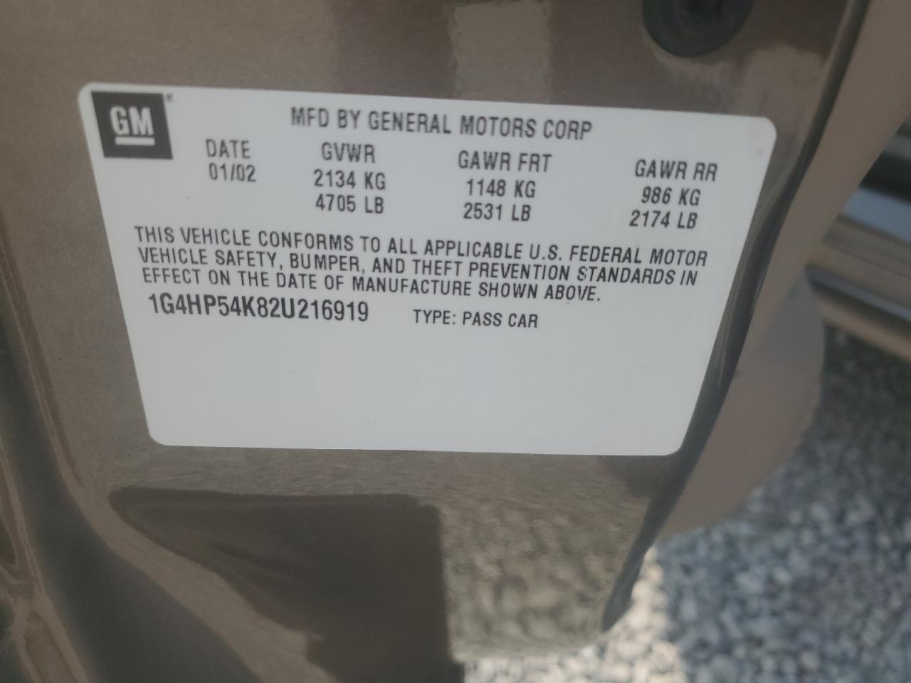 2002 Buick Lesabre Custom VIN: 1G4HP54K82U216919 Lot: 59685275