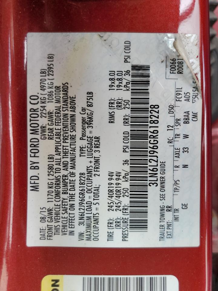 2016 Lincoln Mkz VIN: 3LN6L2J96GR618228 Lot: 58805165