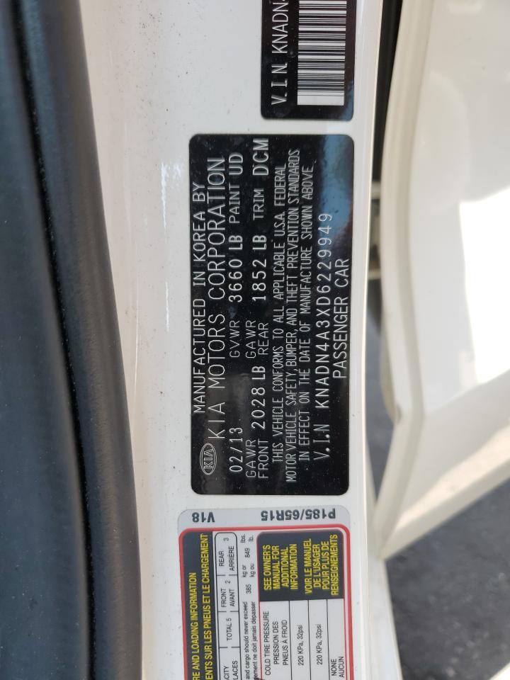 2013 Kia Rio Ex VIN: KNADN4A3XD6229949 Lot: 62428395