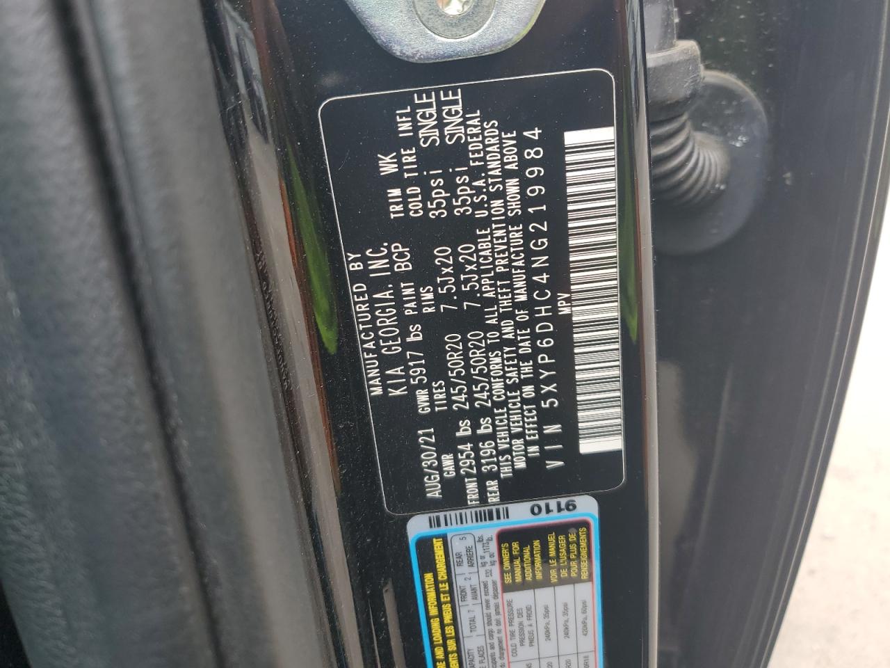 2022 Kia Telluride S VIN: 5XYP6DHC4NG219984 Lot: 60916715