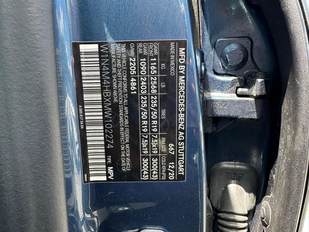 MERCEDES-BENZ GLB-CLASS 2021 VIN W1N4M4HBXMW102274 zdjęcie 10