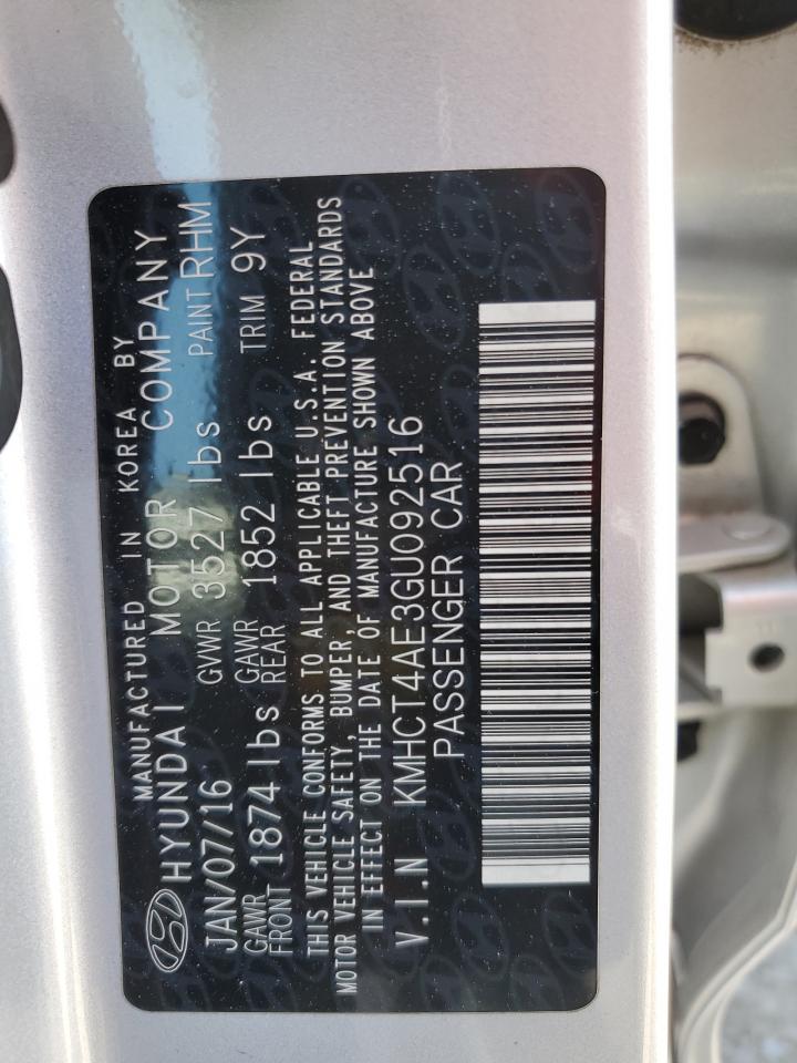 2016 Hyundai Accent Se VIN: KMHCT4AE3GU092516 Lot: 61851355