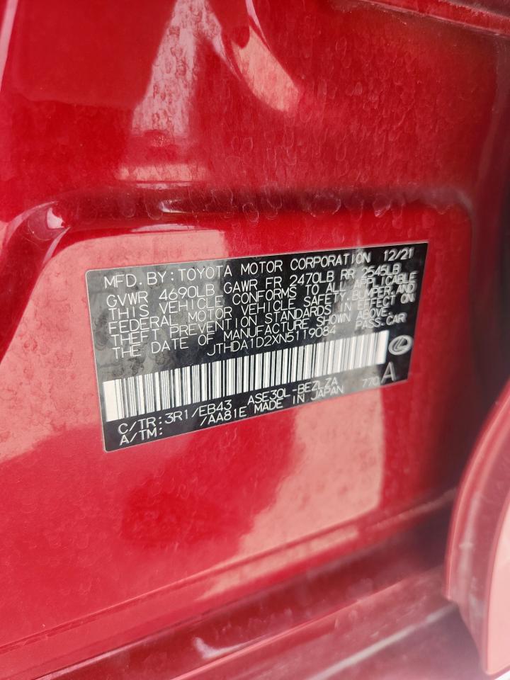2022 Lexus Is 300 VIN: JTHDA1D2XN5119084 Lot: 61237065