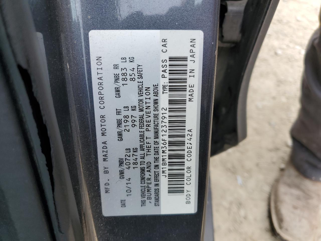 2015 Mazda 3 Grand Touring VIN: JM1BM1M36F1237912 Lot: 58493385