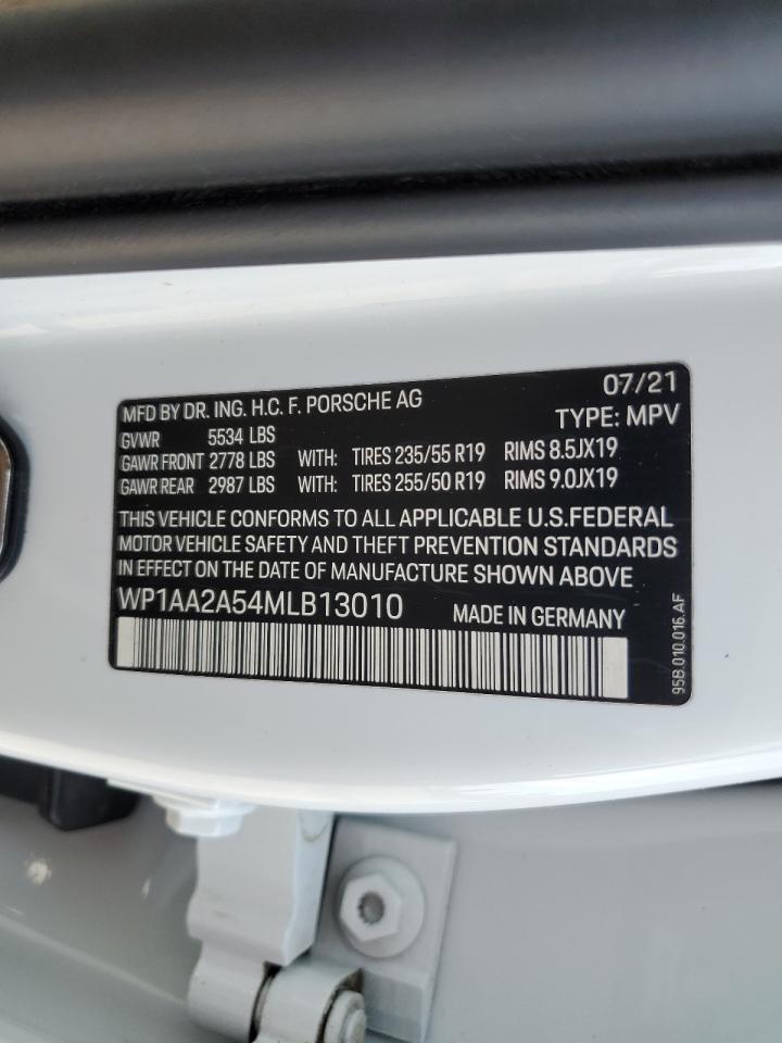 2021 Porsche Macan VIN: WP1AA2A54MLB13010 Lot: 61052585