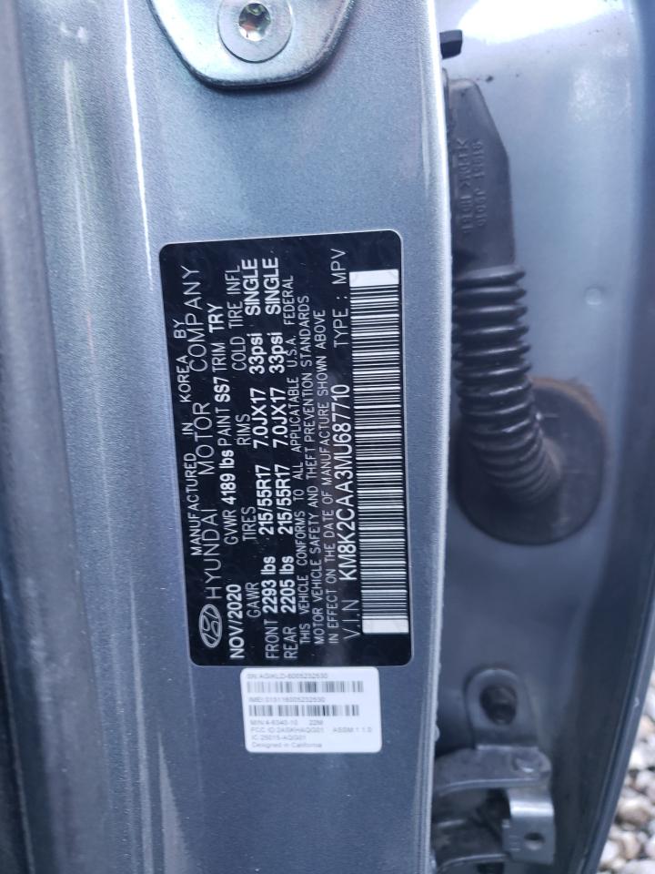 2021 Hyundai Kona Sel VIN: KM8K2CAA3MU687710 Lot: 61964785